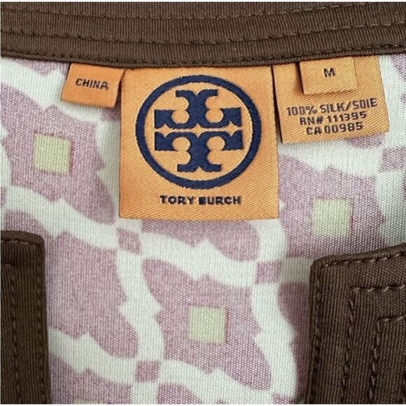 Tory Burch 100% Silk Tunic Pink Geometric Design Dress Size M - Picture 10 of 10